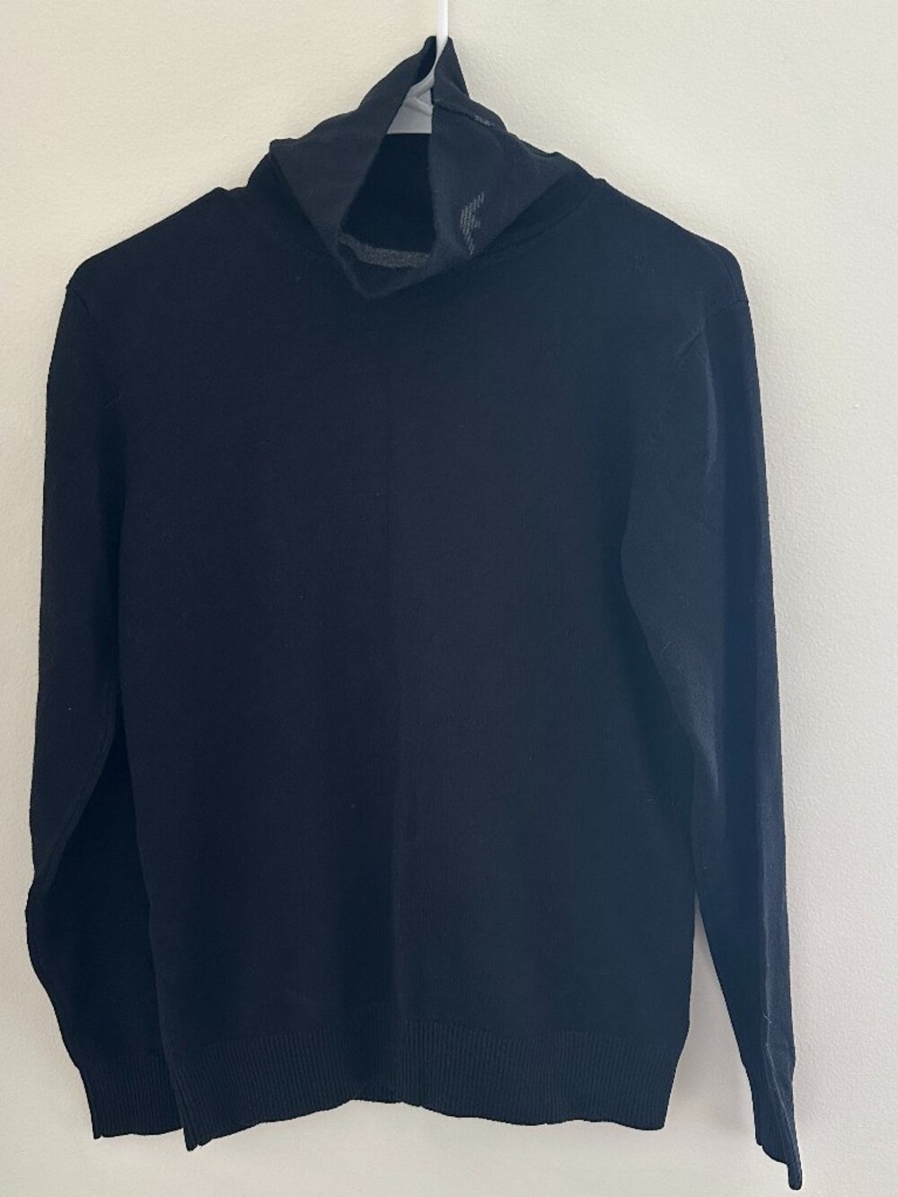 Emporio Armani Women Black Turtle Neck Made in Italy Cotton Sweater